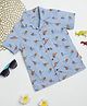 Milou Cotton Half Sleeves Animals Printed Bio Washed Shirt - Blue