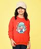 NUSYL Fleece Full Sleeves Kawaii Text Printed Oversized Sweatshirt - Red