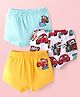 Babyhug Disney Interlock Knit Briefs with Car Graphics Pack of 3 - Yellow White & Light Blue