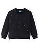 Tiara Brushed Fleece Full Sleeves Crystal Embellished  Sweatshirt - Black