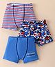 Bodycare Cotton Knit Trunks With Stripes & Text Print Pack of 3 -Blue & White