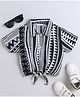 Taffykids Half Sleeves Geometric Printeded Front Tie Up Crop Shirt - Black & White
