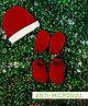 COCOON ORGANICS Cotton Anti Microbial Solid Cap Mitten & Booties Set - Red & White