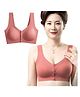 Bembika Solid Wirefree Cotton Front Button Closure Maternity Nursing Bra - Light Red