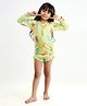 Somersault Full Sleeves Ice Cream Printed Two Piece Swimsuit - Green