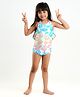 Somersault Sleeveless Fishes Printed Swimsuit - Blue