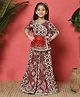 READIPRINT Cotton Half Sleeves Motif Printed Angrakha Style Lehenga Choli Set - Red