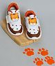 Mi Arcus Velcro Closure Baby Tiger Designed Shoes - White & Brown