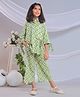misbis Cotton Three Fourth Sleeves Abstract Printed Coordinating Kurta Plazzo Set - Green