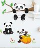 Jaamso Royals Cartoon Smile Panda on the tree Peel and Stick Wall Sticker