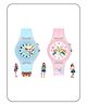 Spiky 3D Cartoon Monkey & Unicorn Analog Watches - Blue & Pink