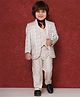 AJ Dezines Cotton Blend Full Sleeves Checked Party Suits - Cream
