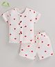 Cot & Candy Organic Cotton Half Sleeves Hearts Printed Shirt & Coordinating Shorts - White & Red