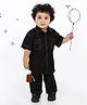 MASHUP Cotton Half Sleeves Pocket Detailed Shirt With Coordinating Pant Set - Black