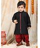 Polka Tots Cotton Full Sleeves Gota Lace Detailed Kurta With Dhoti - Black