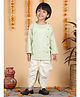 Polka Tots Cotton Full Sleeves Traditional Printed Kurta With Dhoti - Green