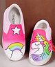 IMAGINO Rainbow & Unicorn Hand Painted Slip On Shoes - Pink