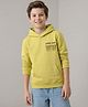 Doreme Lycra Knit Full Sleeves  Hooded Sweatshirt With Text Print - Yellow