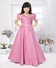 Tiny Kingdom Satin Sleevless Lace Embellished Party Gown - Pink