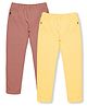 3PIN Cotton Elastane Pack of 2 Solid Jeggings - Peach Yellow