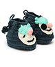 MayRa Knits Hand Knitted Animal Crochet Booties - Blue