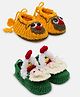 MayRa Knits Pack of 2 Hand Knitted Winter Theme Crochet Booties - Yellow & Green