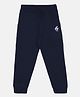 Kiddopanti Fleece Brand Name Printed Track Pant - Navy Blue