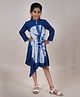 Kiddopanti Full Sleeves Asymmetric Hem Tie Dye Dress - Blue & White