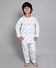 Little Clothing Cotton Woven Full Sleeves Animals Printed Tee & Coordinating Pajama Set - Blue