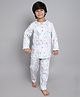 Little Clothing Cotton Woven Full Sleeves Geometric Printed Tee & Coordinating Pajama Set - White