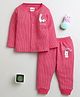 BUMZEE Full Sleeves Llama Printed Coordinating Tee & Joggers Set - Dark Pink