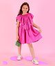 Lil' Drama Cotton Ruffle Sleeves Pearl Embellished Fit & Flared Dress - Pink