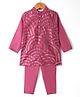 Lil' Drama Cotton Full Sleeves Abstract Embroidered Kurta Pyjama Set - Wine