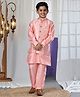 P-MARK Full Sleeves Solid Kurta Pant With Triangle Embroidered & Sequin Embellished Jacket - Pink