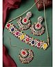 Sukkhi Incredible Drop Shaped Multicolor Kundan & Beads Studded Choker Necklace Set
