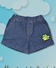 Pranava 100% Organic Cotton Frog Embroidered Denim Shorts - Blue