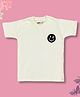 TIPPY TOP Cotton Half Sleeves Smiley Patch Embroidered Bio Washed Tee - White