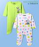 Babyoye Disney Interlock Knit Full Sleeves Footed Sleep Suits With 101 Dalmatians Graphics Pack of 2- White & Green