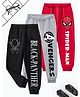 KUCHIPOO Pack of 3 Marvel Featuring Spiderman & Black Panther Printed Track Pants - Black Red & Grey