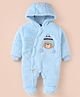 Little Kangaroos Winter Wear Hooded Romper With Bear Applique - Sky Blue