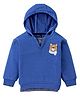 Little Kangaroos Fleece Knitted Full Sleeves Bear Embroidered Hooded Sweatshirt - Blue
