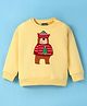 Little Kangaroos Fleece Knit Full Sleeves Sweatshirt with Bear Print & Applique - Yellow