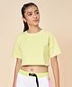 Coolsters by Pantaloons Cotton Half Sleeves Let The Good Times Roll Text Textured Crop Tee - Light Yellow