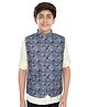 Charchit Full Sleeves Solid Shirt With Floral Printed Nehru Jacket Set - Blue