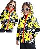 Ollington St. Full Sleeves Padded Hooded Jacket with Quilted Design & Floral Print - Black & Yellow