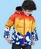 Ollington St. Full Sleeves Padded Hooded Jacket with Quilted Design & Color Block Design - Blue Red & Yellow