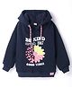Olio Kids Fleece Knit Full Sleeves Hooded Sweatshirt with Text & Butterfly Print - Navy Blue