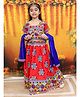 BownBee Pure Cotton Navratri Theme Half Sleeves Floral & Ethnic Motifs Embroidered Lehenga Choli Set With Dupatta - Red