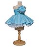 TINY MINY MEE One Shoulder Floral Floral Applique & Smock Detailed Dress - Blue