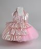 TINY MINY MEE Sleeveless Smock Ruffle & Bow Applique Detailed Dress - Pink